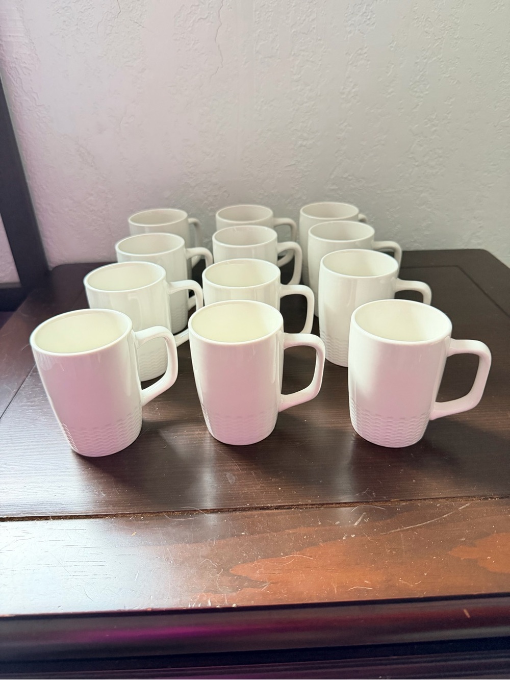 White Ceramic Stackable Mugs - Set of 12 united Mc008R